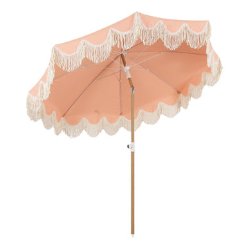 Mariner 6.5 ft. Classic Cottage Fringe Tassel Market Beach Umbrella